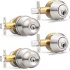 image:imageProbrico Flat Black Double Cylinder Handleset Combo Pack Keyed Alike Entry Knobs with Deadbolts Exterior Hardware for Outside Gate and Front Door 1 PackBrushed Nickel