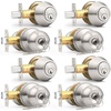 image:imageProbrico Flat Black Double Cylinder Handleset Combo Pack Keyed Alike Entry Knobs with Deadbolts Exterior Hardware for Outside Gate and Front Door 1 PackBrushed Nickel