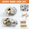 image:imageProbrico Flat Black Double Cylinder Handleset Combo Pack Keyed Alike Entry Knobs with Deadbolts Exterior Hardware for Outside Gate and Front Door 1 PackBrushed Nickel
