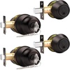 image:imageProbrico Flat Black Double Cylinder Handleset Combo Pack Keyed Alike Entry Knobs with Deadbolts Exterior Hardware for Outside Gate and Front Door 1 PackOil Rubbed Bronze