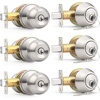 image:imageProbrico Flat Black Double Cylinder Handleset Combo Pack Keyed Alike Entry Knobs with Deadbolts Exterior Hardware for Outside Gate and Front Door 1 PackBrushed Nickel