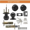 image:imageProbrico Flat Black Double Cylinder Handleset Combo Pack Keyed Alike Entry Knobs with Deadbolts Exterior Hardware for Outside Gate and Front Door 1 PackBlack