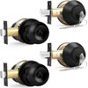 image:imageProbrico Flat Black Double Cylinder Handleset Combo Pack Keyed Alike Entry Knobs with Deadbolts Exterior Hardware for Outside Gate and Front Door 1 PackBlack