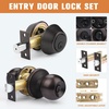 image:imageProbrico Flat Black Double Cylinder Handleset Combo Pack Keyed Alike Entry Knobs with Deadbolts Exterior Hardware for Outside Gate and Front Door 1 PackOil Rubbed Bronze