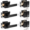 image:imageProbrico Flat Black Passage Door Lever with Single Cylinder Deadbolts Combo Pack Modern Square Lock Set HandlesetExterior Handle and SetExteriorBlack