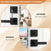 image:imageProbrico Flat Black Passage Door Lever with Single Cylinder Deadbolts Combo Pack Modern Square Lock Set HandlesetExterior Handle and SetExteriorBlack