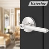 image:imageProbrico Flat Keyed Alike Entry Door Levers Satin Nickel Single Cylinder Door Locks with Same Keys Exterior Interior Door Levers with Lock and Key Reversible for Right amp Left Side 3 Pack