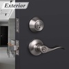 image:imageProbrico Front Door Handle Lever 3 Sets  Entry Door Lever and Double Cylinder Deadbolts Combo Pack in Oil Rubbed Bronze Finish Keyed Alike Lockset Exterior and Interior Contractor Pack Wave StyleBrushed Nickel
