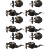 image:imageProbrico Front Door Handle Lever 3 Sets  Entry Door Lever and Double Cylinder Deadbolts Combo Pack in Oil Rubbed Bronze Finish Keyed Alike Lockset Exterior and Interior Contractor Pack Wave StyleOil Rubbed Bronze