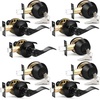 image:imageProbrico Front Door Handle Lever 3 Sets  Entry Door Lever and Double Cylinder Deadbolts Combo Pack in Oil Rubbed Bronze Finish Keyed Alike Lockset Exterior and Interior Contractor Pack Wave StyleBlack