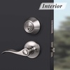 image:imageProbrico Front Door Handle Lever 3 Sets  Entry Door Lever and Double Cylinder Deadbolts Combo Pack in Oil Rubbed Bronze Finish Keyed Alike Lockset Exterior and Interior Contractor Pack Wave StyleBrushed Nickel