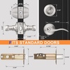 image:imageProbrico Front Door Handle Lever 3 Sets  Entry Door Lever and Double Cylinder Deadbolts Combo Pack in Oil Rubbed Bronze Finish Keyed Alike Lockset Exterior and Interior Contractor Pack Wave StyleBrushed Nickel