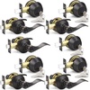 image:imageProbrico Front Door Handle Lever 3 Sets  Entry Door Lever and Double Cylinder Deadbolts Combo Pack in Oil Rubbed Bronze Finish Keyed Alike Lockset Exterior and Interior Contractor Pack Wave StyleOil Rubbed Bronze