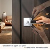 image:imageProbrico Heavy Duty Square Door Handle with Black Leather Hand Lever Keyless Privacy Interior Door Levers for Bedroom and Bathroom Polished Chrome 2 Pack