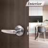 image:imageProbrico Keyed Alike Entry Door Levers Modern Flat Style Door Handles Satin Nickel Entrance Door Locks for Front Exterior Doors Reversible for Right amp Left Handed Doors 2 Pack