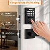 image:imageProbrico Keyless Entry Door Lock with Handle Smart Locks for Front Door Black Keypad Door Lock with Handle Fingerprint Lock Electronic Keypad Deadbolt Lever App Control Auto LockBlack