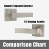 image:imageProbrico NonTurning HalfDummy Lever in Satin Nickel Stainless Steel Square Bar Single Dummy Lever Heavy Duty Handle for Closet Balcony Pantry or French DoorsExposed Screws 1 PackBrushed Nickel