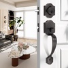 image:imageProbrico Oil Rubbed Bronze Front Entry HandlesetHeavy Duty Passage Lock Grip Handle with Wave LeverEntry Door Locksets with Deadbolt Single Cylinder Set1 Set