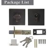 image:imageProbrico Passage Door Levers with Single Cylinder Deadbolts Combo PackKeyed Alike Modern Square Lock Set Handleset Heavy Duty Exterior Door Handle and Deadbolts Set Oil Rubbed Bronze 1 Pack