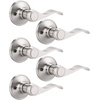 image:imageProbrico RightHanded HalfDummy Levers in Satin Nickel Finish Interior Wave Style Single Side NonFunctioning Door Handles for Closets 2 PackBrushed Nickel