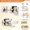 image:imageProbrico Satin Nickel Square Entry Levers Locksets and Single Cylinder Deadbolts Combination Set Heavy Duty Front Door Office Entrance Levers 3 Pack Keyed AlikeAll Same KeysBrushed Nickel