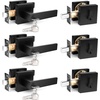 image:imageProbrico Satin Nickel Square Entry Levers Locksets and Single Cylinder Deadbolts Combination Set Heavy Duty Front Door Office Entrance Levers 3 Pack Keyed AlikeAll Same KeysBlack