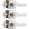 image:imageProbrico Square Keyed Alike Entry Levers Satin Nickel Heavy Duty Entrance Levers Door Locks Reversible Rectangle Levers for RightLeft Handed Doors 2 PackBrushed Nickel