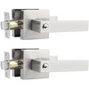 image:imageProbrico Square Keyed Alike Entry Levers Satin Nickel Heavy Duty Entrance Levers Door Locks Reversible Rectangle Levers for RightLeft Handed Doors 2 PackBrushed Nickel