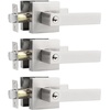 image:imageProbrico Square Keyed Alike Entry Levers Satin Nickel Heavy Duty Entrance Levers Door Locks Reversible Rectangle Levers for RightLeft Handed Doors 2 PackBrushed Nickel