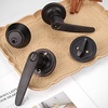 image:imageProbrico Straight Door Handleset Levers with Single Cylinder Deadbolts Combo Keyed Alike Entry Door Handles Lockset Reversible Door Knobs for Right amp Left Side Oil Rubbed Bronze 2 Pack