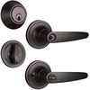 image:imageProbrico Straight Door Handleset Levers with Single Cylinder Deadbolts Combo Keyed Alike Entry Door Handles Lockset Reversible Door Knobs for Right amp Left Side Oil Rubbed Bronze 2 Pack