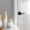 image:imageProbrico Wave Door Lever with Camelot Trim NonTurning Lock in Oil Rubbed Bronze Half Dummy Closet Door Handle Bedroom BiFold Door Knobs  Right Handed