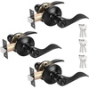 image:imageProbrico Wave Style Lever Handles Entrance Door Knobs Entry Door Locks Brushed NickelBlack