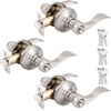 image:imageProbrico Wave Style Lever Handles Entrance Door Knobs Entry Door Locks Brushed NickelSatin Nickel