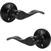 image:imageProbrico 1 Pair Black Wave Style Dummy Door Lever for Interior DoorLeft Hand and Right Handed NonFunctioningBlack