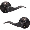 image:imageProbrico 1 Pair Black Wave Style Dummy Door Lever for Interior DoorLeft Hand and Right Handed NonFunctioningOil Rubbed Bronze