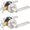 image:imageProbrico 2 Pack Keyed Entry Locks for Front DoorBedroomOffice Modern Entry Lever Lockset Satin Nickel  Keyed Alike