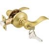 image:imageProbrico 2 Pack Wave Style Keyed Alike Entry Levers Exterior Interior Satin Nickel Keyed Door Handles with Lock and Same Keys Reversible for Right Left Handed DoorsGold