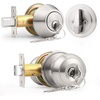 image:imageProbrico 3 Pack Entry Door Knob Set with Single Cylinder Deadbolt Combo Set Keyed Alike Brushed Nickel Door Knobs with Lock and Keys for Entrance Front DoorBrushed Nickel