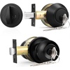 image:imageProbrico Black Keyed Alike Entry Knobs Front Door Locks Exterior Lockset and Single Cylinder Deadbolt Combination Set 2 PackBlack