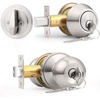 image:imageProbrico Brushed Nickel Door Knob and Single Cylinder Deadbolt Front Door Handle and Deadbolt Set Exterior Door Knob with Lock and Key 3Pack Keyed Alike ComboBrushed Nickel