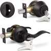 image:imageProbrico Entrance Door Lever Deadbolt Sets 3 Set Satin Nickel Exterior Entry Lever and Single Cylinder DeadboltKeyed Alike Combo Keyed Handleset Lockset Exteriorfor Front Door and Outside GateOil Rubbed Bronze
