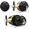 image:imageProbrico Entry Door Knob Lock Set and Double Cylinder Deadbolt Combination Set OilRubbed Bronze 3 Pack Keyed AlikeBlack
