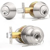 image:imageProbrico Entry Door Knob Lock Set and Double Cylinder Deadbolt Combination Set OilRubbed Bronze 3 Pack Keyed AlikeBrushed Nickel