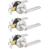 image:imageProbrico Flat Keyed Alike Entry Door Levers Satin Nickel Single Cylinder Door Locks with Same Keys Exterior Interior Door Levers with Lock and Key Reversible for Right amp Left Side 3 Pack