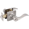 image:imageProbrico Keyed Entry Door Lever with Lock in Satin Nickel for Exterior Front Gate or Interior Doors Wave Shape Entrance Hardware Reversible for RightLeft Handed Sides 1 Pack