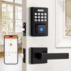 image:imageProbrico Keyless Entry Door Lock with Handle Smart Locks for Front Door Black Keypad Door Lock with Handle Fingerprint Lock Electronic Keypad Deadbolt Lever App Control Auto LockBlack