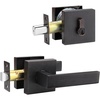 image:imageProbrico Passage Door Levers with Single Cylinder Deadbolts Combo PackKeyed Alike Modern Square Lock Set Handleset Heavy Duty Exterior Door Handle and Deadbolts Set Oil Rubbed Bronze 1 Pack