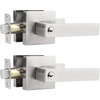 image:imageProbrico Square Keyed Alike Entry Levers Satin Nickel Heavy Duty Entrance Levers Door Locks Reversible Rectangle Levers for RightLeft Handed Doors 2 PackBrushed Nickel