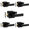 image:imageProbrico Square Passage Interior Keyless Door Handle Heavy Duty Door Knobs for Hall and Closet Doors NonSlip Grip Levers for RightLeft Handed Doors Matt Black 5 Pack